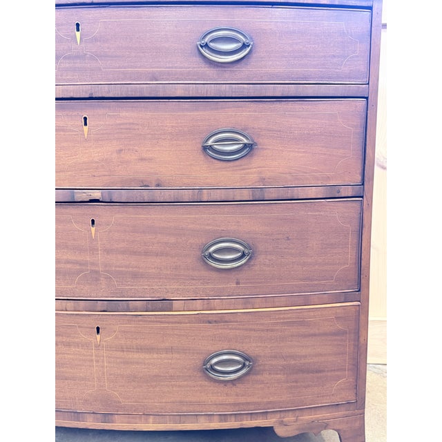 19th Century English Bowfront Mahogany Chest of Drawers For Sale - Image 4 of 11