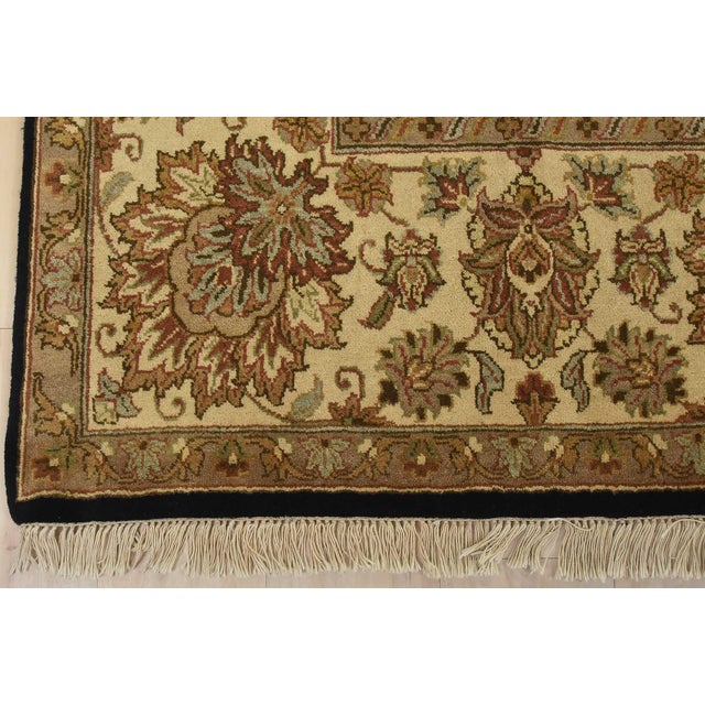 Agra Rug 7’11” X 9’11” Black Wool Traditional Hand-Knotted Oriental Carpet For Sale - Image 11 of 14
