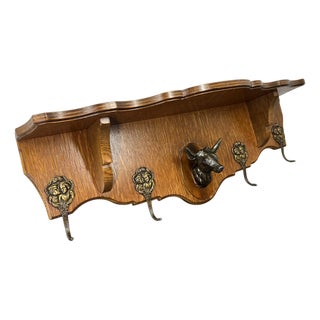 Vintage French Coat Rack with Hooks For Sale