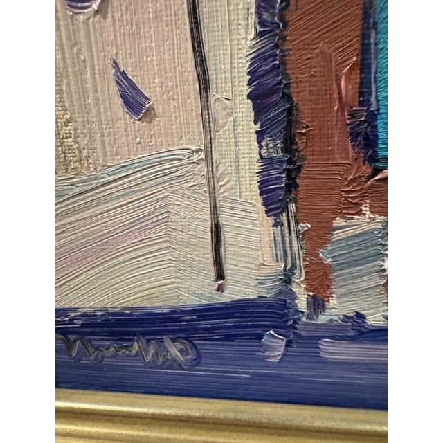 Pink 2022 Oil Post-Impressionist Jose Trujillo Original Flowered Doorway, Framed For Sale - Image 8 of 8