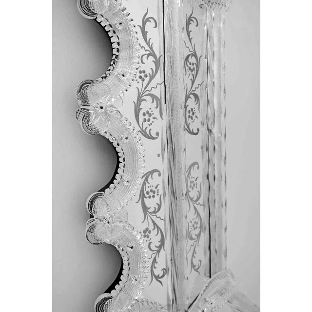 Octagonal Mirror with Glass Flowers, 1980 For Sale - Image 9 of 10