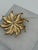 Metal Vintage Gold Tone Sunburst Flower Brooch With Faux Pearl For Sale - Image 7 of 8