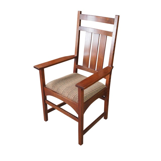 Mission 6 Stickley Mission Arts & Crafts Quartersawn Oak Harvey Ellis Dining Chairs For Sale - Image 3 of 15