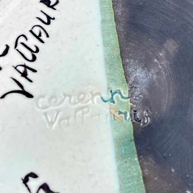 Black Mid-Century French Atelier Cérenne à Vallauris Hand Made Signed Tulip Plate For Sale - Image 8 of 9