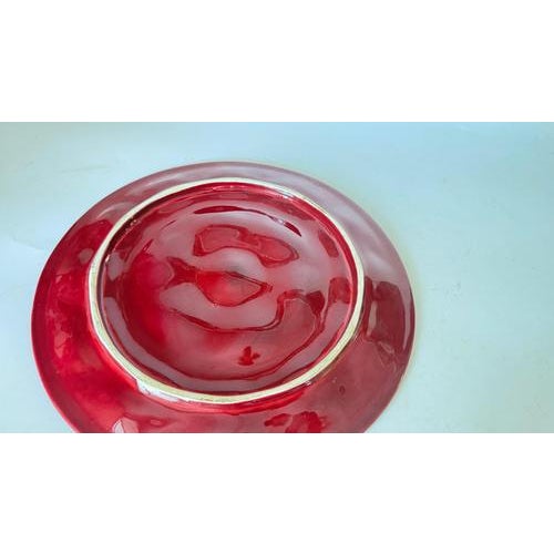 1960s French Ceramic Oyster Plate in Deep Red Glaze, 1960s For Sale - Image 5 of 13