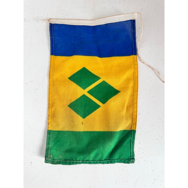 Coastal Saint Vincent & the Grenadines Vintage Nautical Burgee Flag For Sale - Image 3 of 11