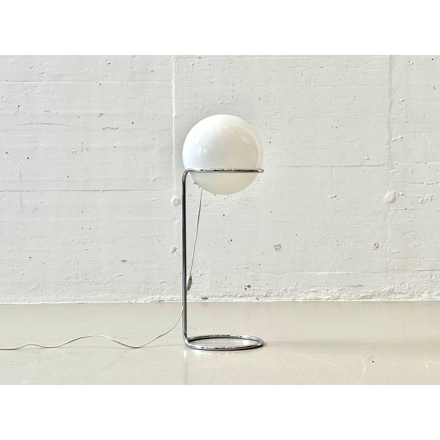 Metal Space Age Floor Lamp with Opal Glass Globe and Chrome Frame, 1970s For Sale - Image 7 of 18