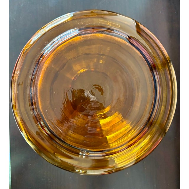 Vintage Amber Art Glass Beehive Vase, Sculptural Ribbed Design For Sale - Image 6 of 7