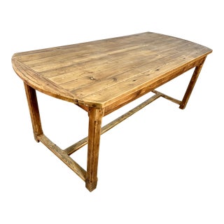 Antique French Pine Farmhouse Dining or Writing Table W Single Drawer For Sale