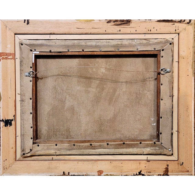 19th Century French School-Silhouette of a Creepy Village at Dusk-Oil Painting For Sale - Image 10 of 10