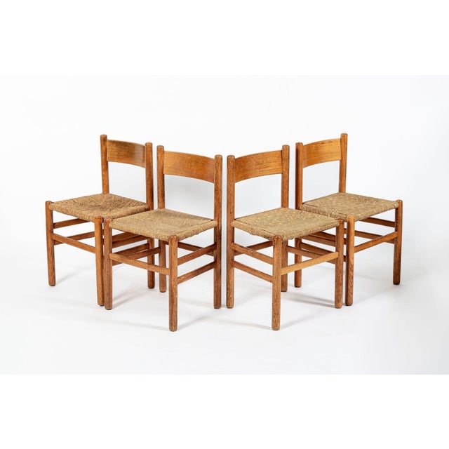 This rare set of four vintage mid century Dutch modern side chairs designed by Johan van Heuvel for Ad Vorm were made in...