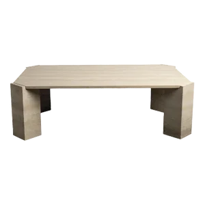 1970s Italian Artisan Travertine Marble Stone Coffee Table Style of Gae Aulente