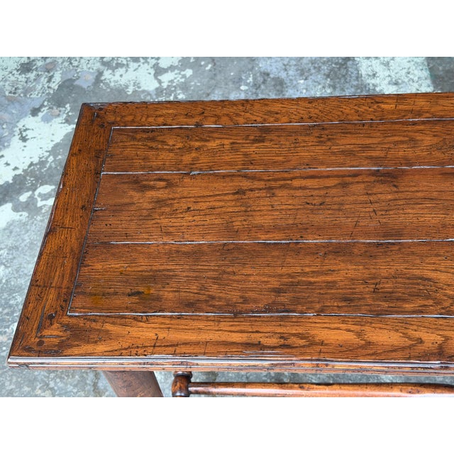 1980s Guy Chaddock Melrose Collection Country English Plank-Top Console Table For Sale - Image 5 of 12