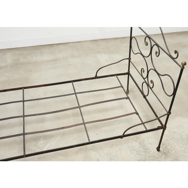 19th C. French Napoleon III Empire Wrought Iron Bronze Daybed For Sale - Image 12 of 16