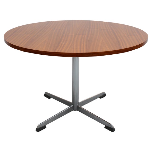 Walnut Coffee Table with Chrome Base, 1960s For Sale