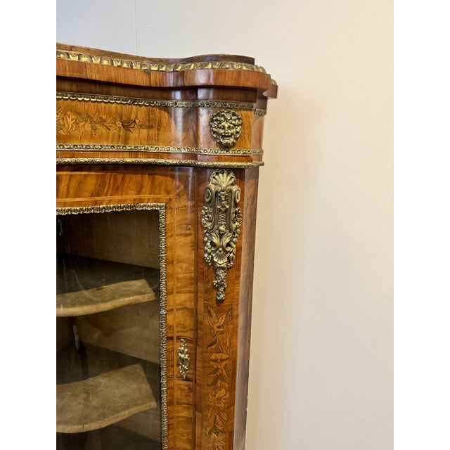 Antique Victorian Walnut Marquetry Inlaid Credenzas, 1880s, Set of 2 For Sale - Image 6 of 18