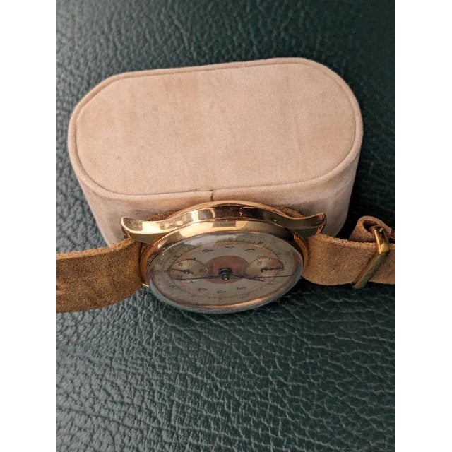 18k Gold Chronograph Watch, 1950s For Sale - Image 6 of 9