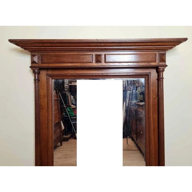 Brown Large Renaissance Style Mirror in Oak, 1850 For Sale - Image 8 of 10
