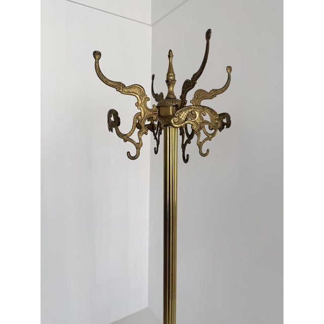 Mid-Century Modern Vintage Italian Brass Hall Tree Coat Rack with Umbrella Stand, 1960s For Sale - Image 3 of 18