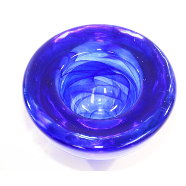Kosta Boda Royal Blue Crystal Candle Holder by Anna Ehrner, 1990's For Sale In Palm Springs - Image 6 of 11