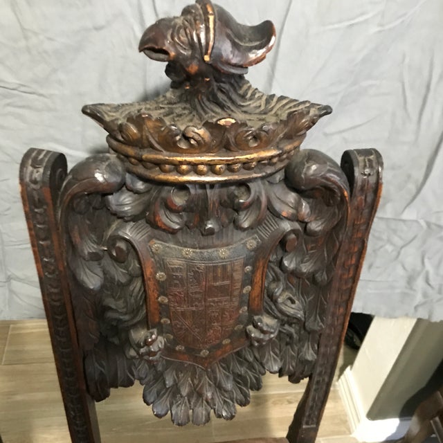 Late 19th Century Victorian Era Spanish Baroque Revival Style Armorial Chairs - a Pair For Sale - Image 4 of 13