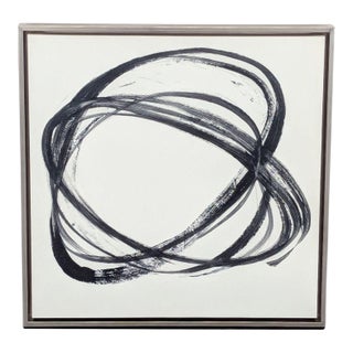 Minimalist Black and White Abstract Brushstroke Painting, Framed Art For Sale