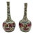 Pair, 19th Century Chinese Clobbered Rose Medallion Bottle Vases For Sale