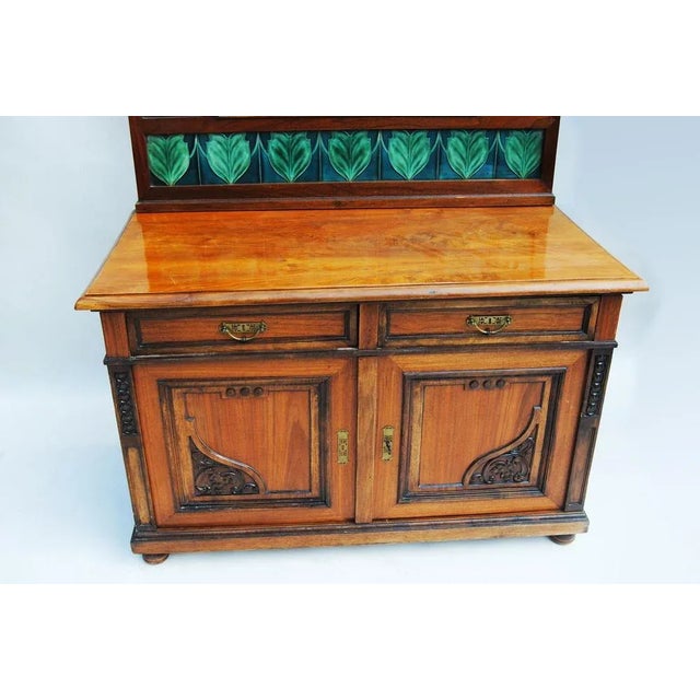 Glass Art Nouveau Dressing Table with Mirror in Walnut, Czech, 1910 For Sale - Image 7 of 9