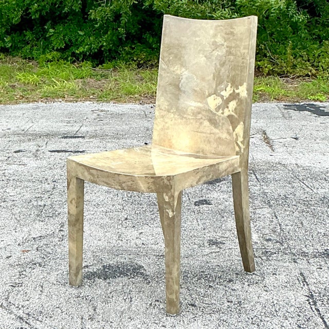 Vintage Contemporary Lacquered Goatskin “jmf” Chair After Karl Springer For Sale In West Palm - Image 6 of 6