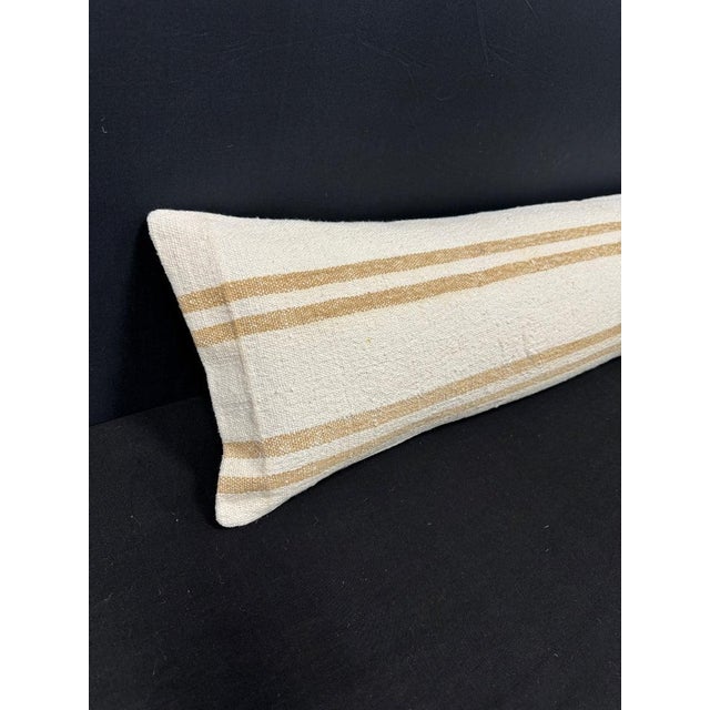 Turkish Hemp Pillow Cushion Natural Beige Brown Cushion Cover 12"x46" #30312 Enhance your home decor with our Kilim Pillow...