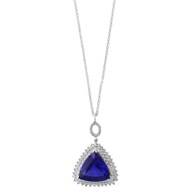 17 Carat AAA Tanzanite and Diamond Pendant or Necklace 18 Karat White Gold For Sale - Image 17 of 18