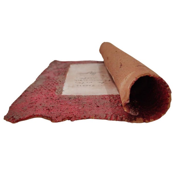 Pompeo Pianezzola, Red: Life, Friendship Remains, 1996, Ceramic & Parchment For Sale - Image 3 of 12