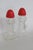 Mid 20th Century Mid Century Modern Pressed Glass Salt and Pepper Shakers Pair of 2 With Red Tops For Sale - Image 12 of 15