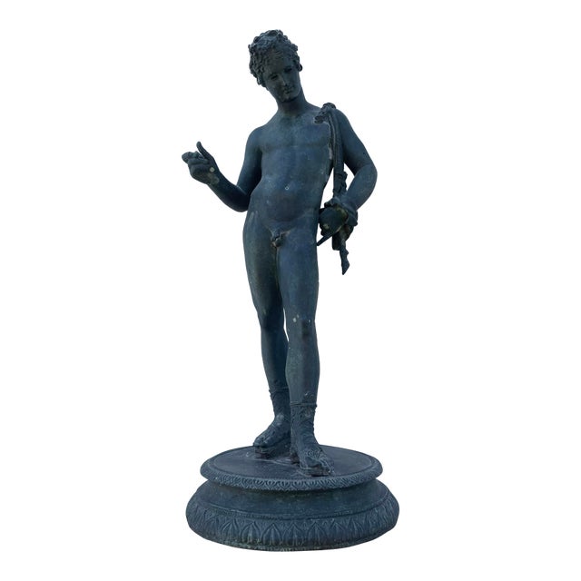 Grand Tour Solid Bronze “Narcissus” After the Antique – Early 20th Century Classical Figure For Sale