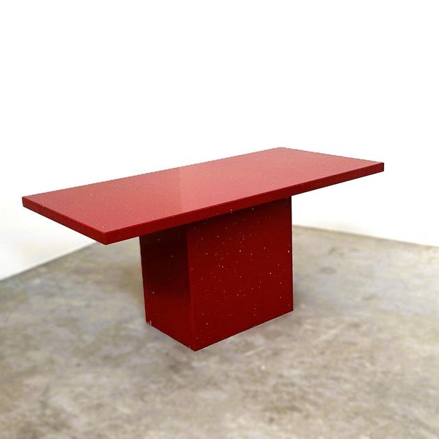 Vintage Italian Red Granite Coffee Table with Silver Flecks, 1980s For Sale - Image 3 of 12