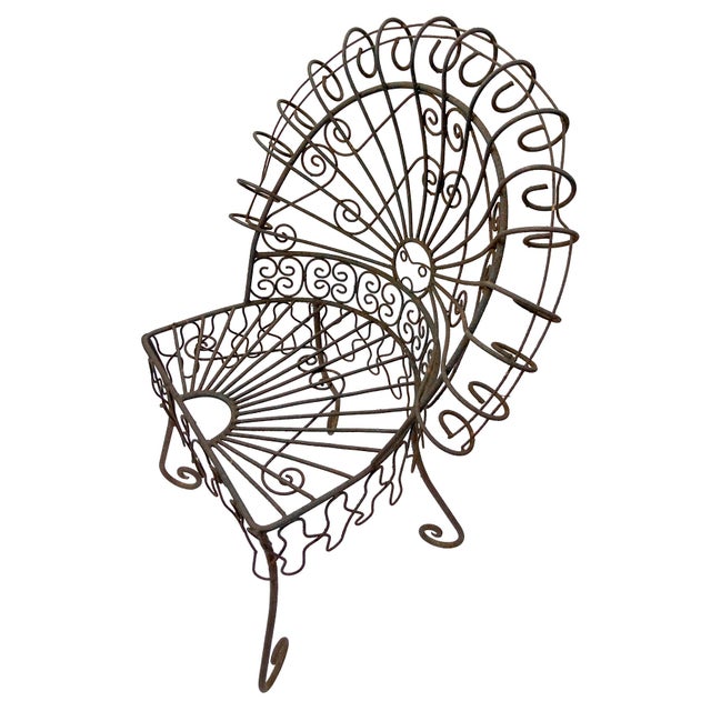 Boho Chic Mid 20th Century Salterini Style Iron Outdoor Garden Chair For Sale - Image 3 of 10