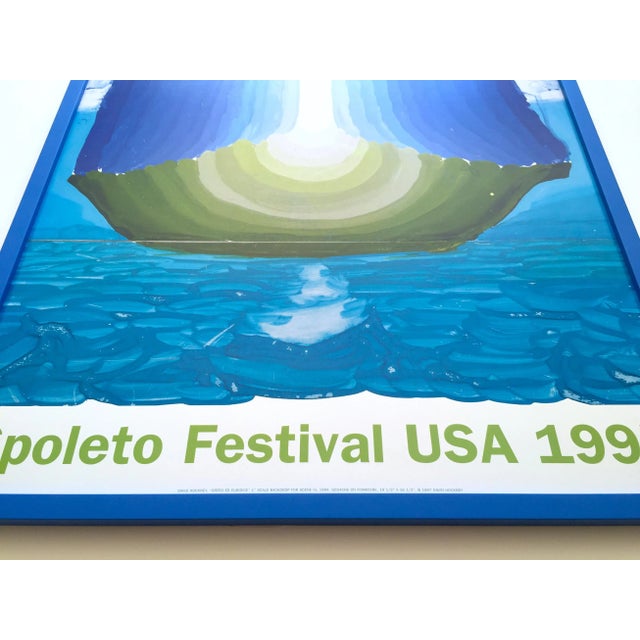 Royal Blue David Hockney Vintage 1997 Lithograph Print Framed Spoleto Festival Poster " Orfeo Ed Euride " 1994 For Sale - Image 8 of 13