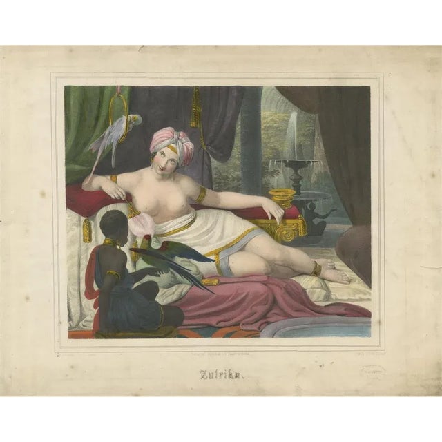 After Schrödter, Ulrika, Reclining Woman with Parrots, 1840, Lithograph For Sale - Image 10 of 10
