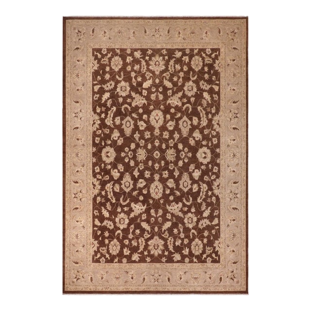 1980s Boho Chic Ziegler Brown Gray Hand-Knotted Wool Rug - 9'1'' X 11'10'' For Sale