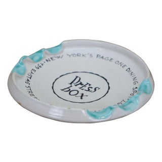 1950s Press Box Steakhouse Manhattan Nyc Ashtray by Casa Dell'Arte Italy 6" For Sale