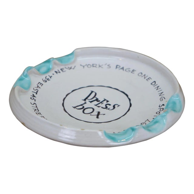 1950s Press Box Steakhouse Manhattan Nyc Ashtray by Casa Dell'Arte Italy 6" For Sale