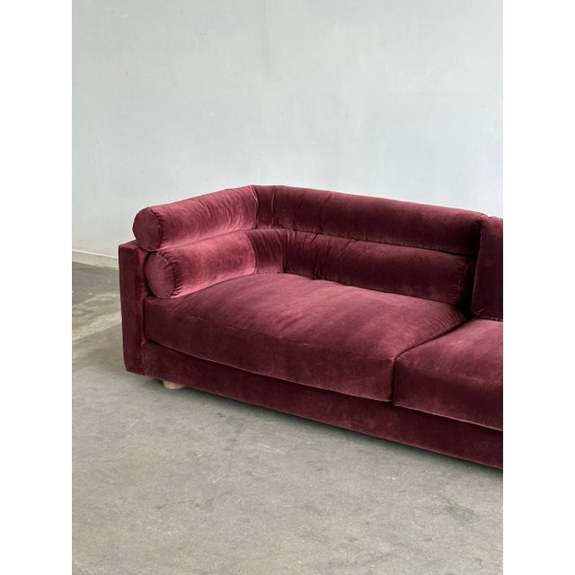 Postmodern 1990s Post Modern Sofa in Burgundy Velvet For Sale - Image 3 of 14