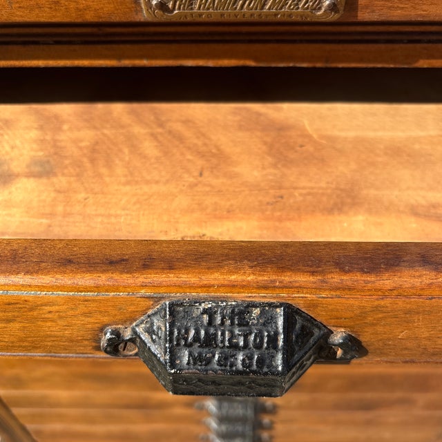Wood Antique 13 Tray Hamilton Printers Typesetters Cabinet For Sale - Image 7 of 11