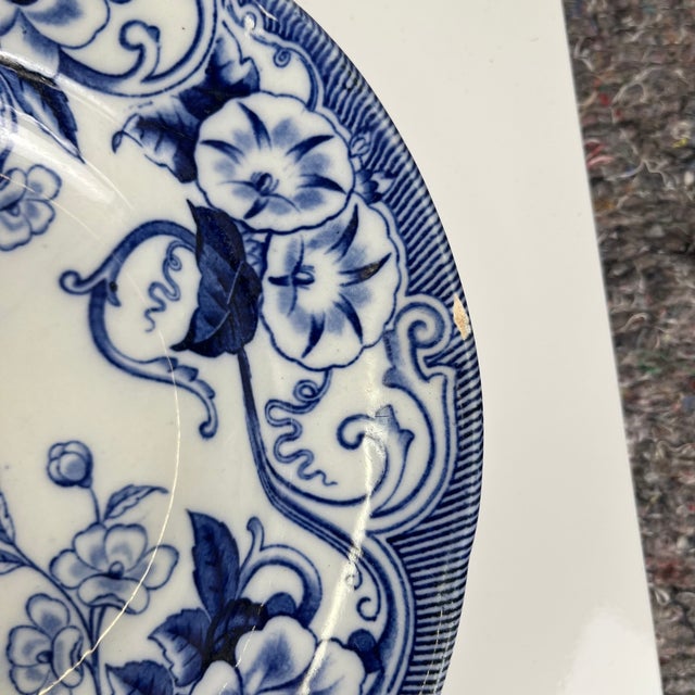 Blue Flora Earthenware Soup Plates by Creil and Montereau, 1800s, Set of 6 For Sale - Image 8 of 14