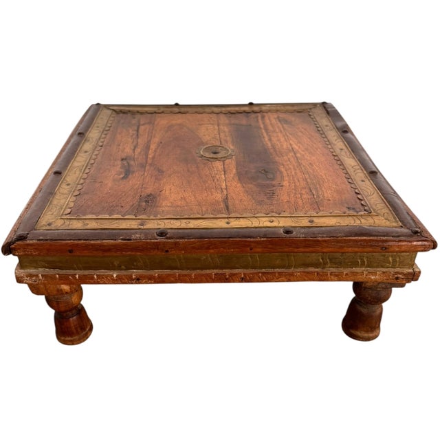 Mid-Century Anglo-Indian Teak & Repoussé Brass Nesting Table Set For Sale - Image 16 of 18