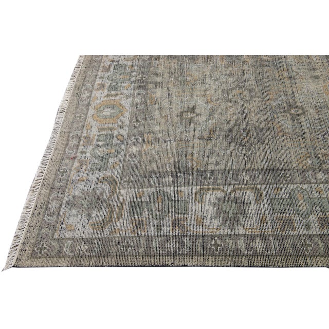 Gray Indian Modern Oushak Style Wool Rug With Allover Motif For Sale - Image 4 of 8
