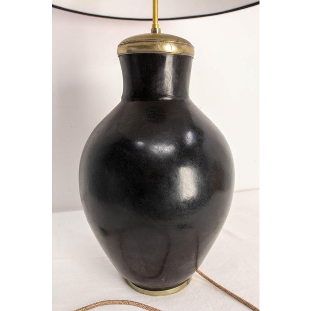 Red Terracotta Tadelakt Finishing Black Table Lamp, 1970 For Sale - Image 8 of 14