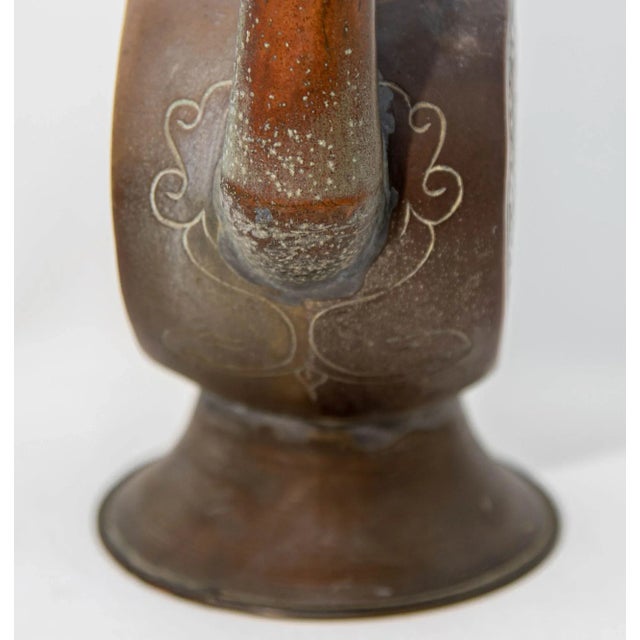 Copper Antique Middle Eastern Qajar Persian Copper Ewer 19th Century Antique For Sale - Image 8 of 12