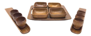 Mid-Century Modern Teak Wood Serving Set - 13 Pieces