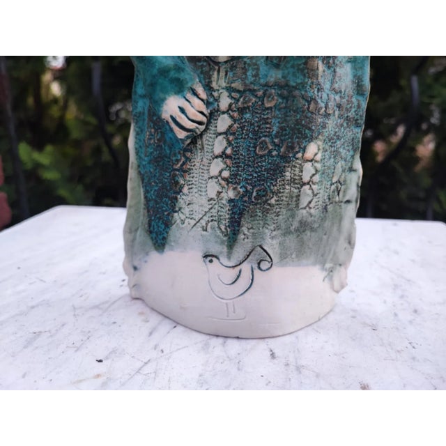 Ceramic carafe, signed Jewish, Judaica, 1950s-1970s, dimensions: height 27.5 cm, width 13 cm, depth 7.2 cm.